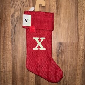 New Wondershop Initial Monogram Knit 19" Christmas Stocking Red Letter X